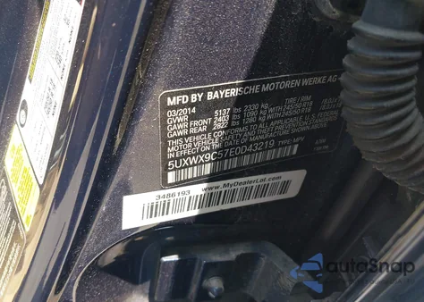2014 BMW X3 xDrive28I from USA, damaged, VIN 5UXWX9C57E0D43219